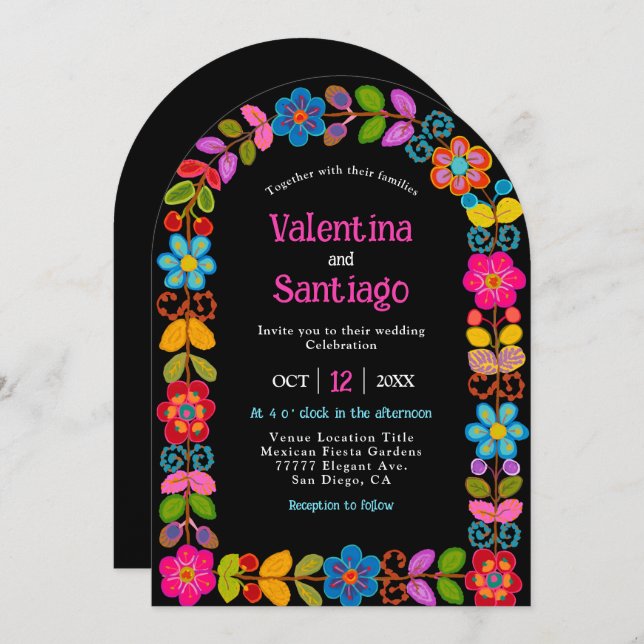 Modern Mexican arch wedding invitation (Front/Back)