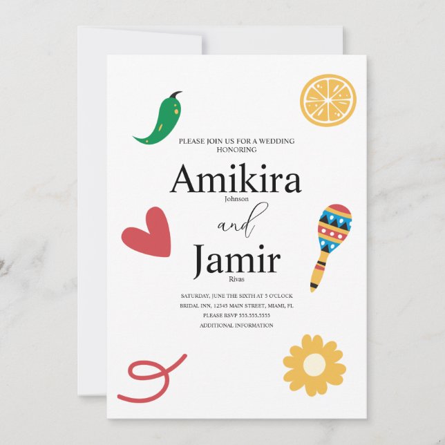 Modern Mexican Cinco de Mayo Wedding  Invitation (Front)