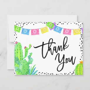 Modern Mexican Fiesta Bridal Shower Flat Thank You Card