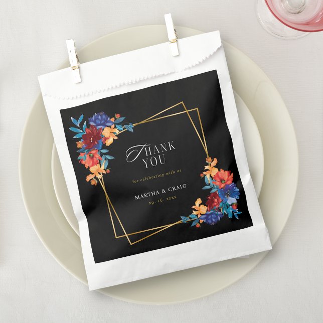 Modern Mexican Fiesta Flower Black Wedding Favor Bag (Creator Uploaded)
