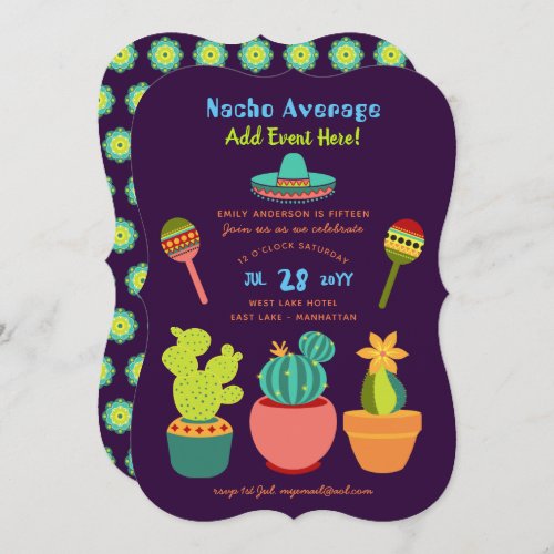 Modern Mexican FIESTA Invitations NACHO AVERAGE