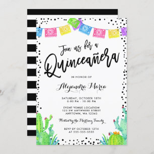 Modern Mexican Fiesta Quinceanera Invitation