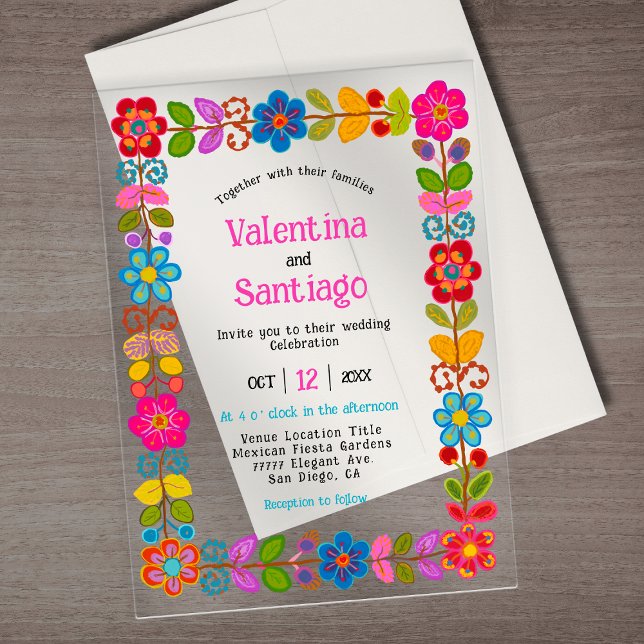   Modern Mexican floral wedding Acrylic Invitations (Creator Uploaded)