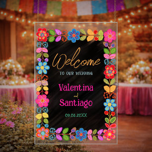 Modern Mexican floral wedding Acrylic Sign
