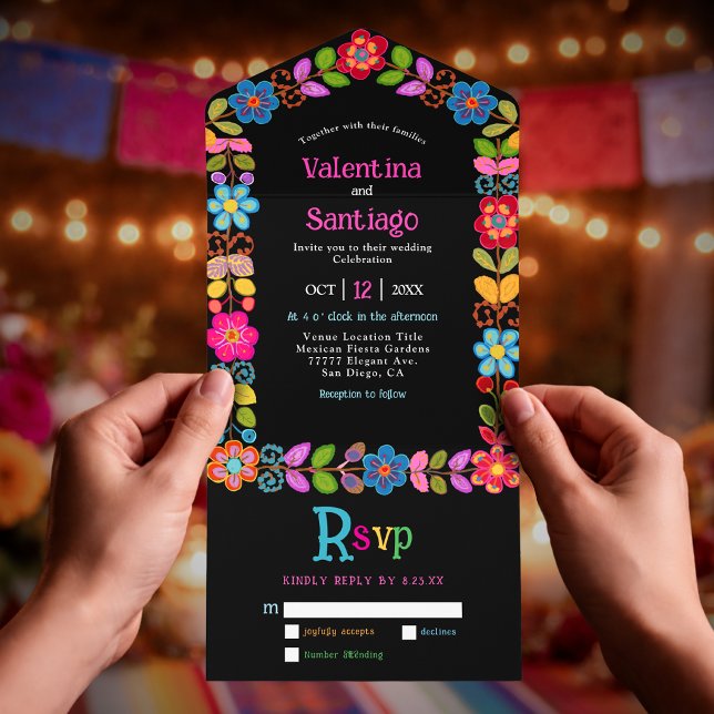   Modern Mexican floral wedding All In One Invitation (Creator Uploaded)
