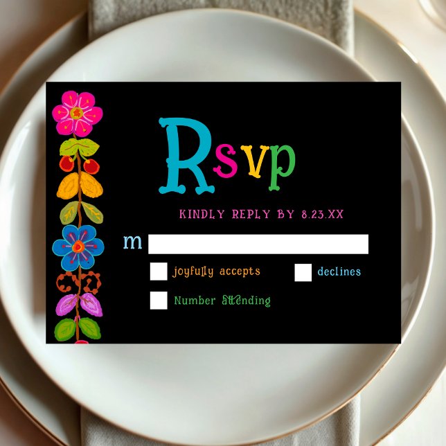   Modern Mexican floral wedding RSVP Card (Creator Uploaded)