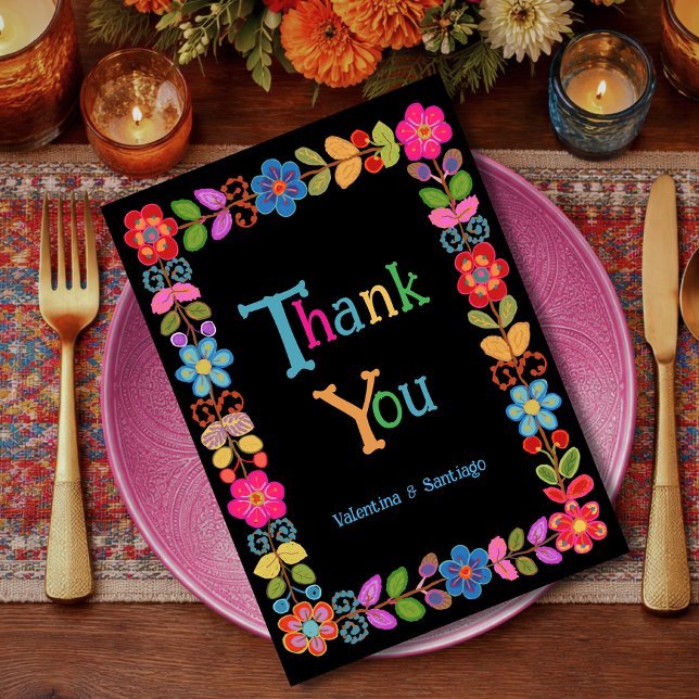   Modern Mexican floral wedding Thank You Card (Creator Uploaded)