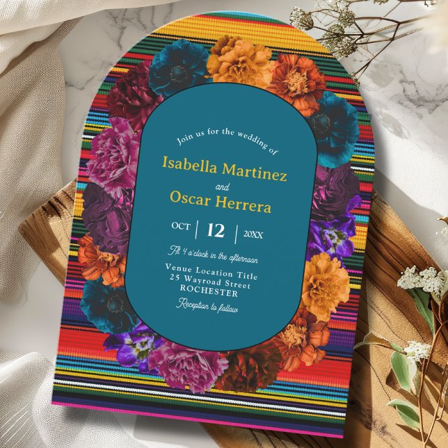 Modern Mexican flowers arch wedding  Invitation (Creator Uploaded)