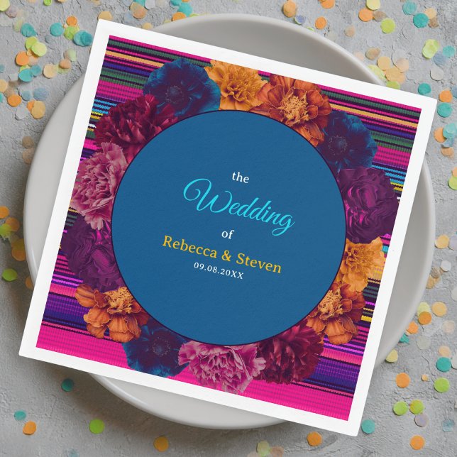 Modern Mexican flowers wedding Napkins (Creator Uploaded)