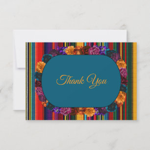 Modern Mexican flowers wedding Thank You Card