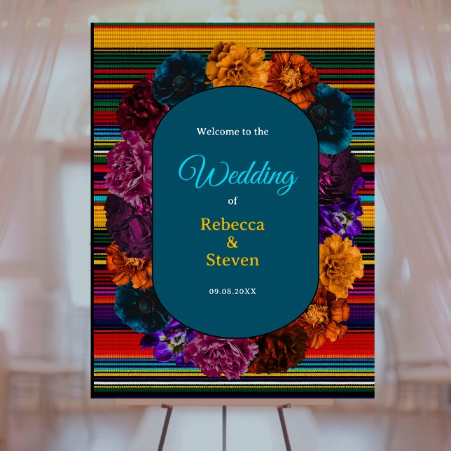 Modern Mexican flowers wedding welcome Foam Board (Creator Uploaded)