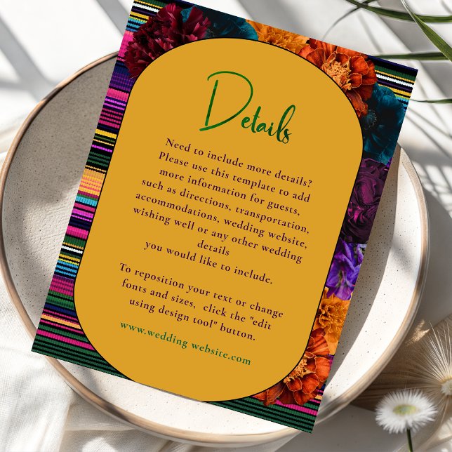 Modern Mexican flowers yellow wedding Enclosure Card (Creator Uploaded)