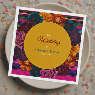 Modern Mexican flowers yellow wedding Napkins