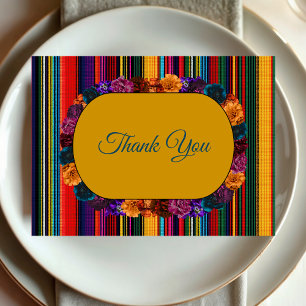 Modern Mexican flowers yellow wedding Thank You Card