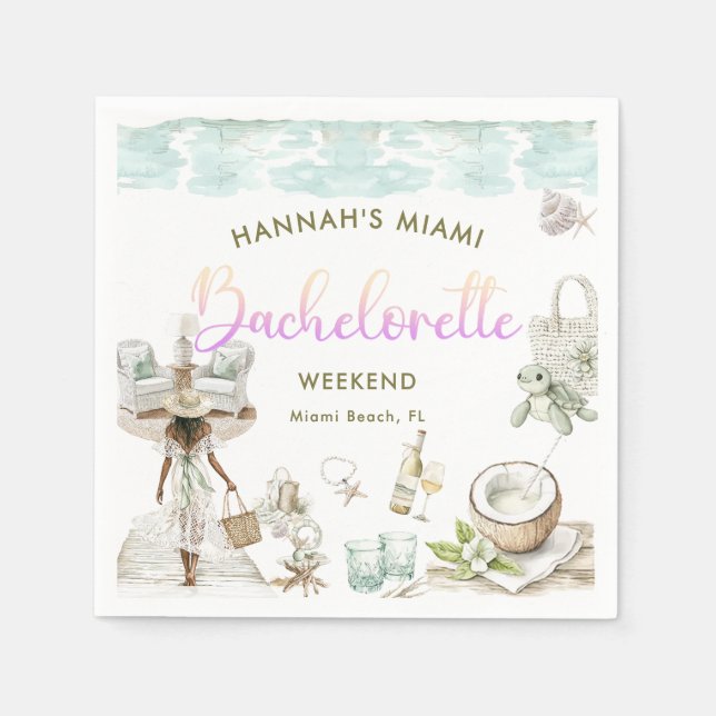 Modern Miami Beach Bachelorette Weekend Napkins (Front)