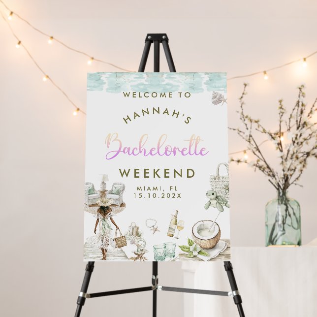 Modern Miami Beach Bachelorette Welcome Sign (In Situ (Stand))