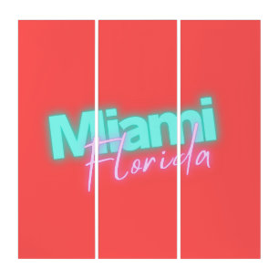 Modern Miami Neon Lights  Triptych