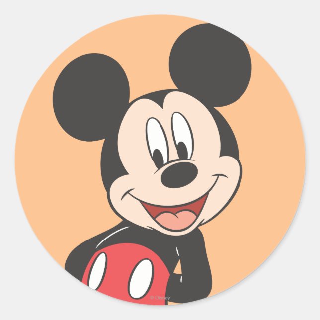 Modern Mickey | Hands behind Back Classic Round Sticker (Front)