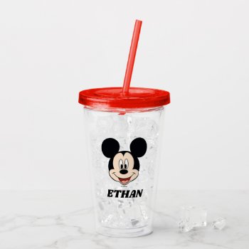Modern Mickey Head | Add Your Name Acrylic Tumbler by MickeyAndFriends at Zazzle