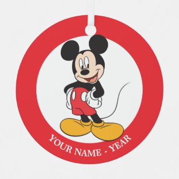 Modern Mickey | Side Hands On Hips Add Your Name Metal Ornament by MickeyAndFriends at Zazzle