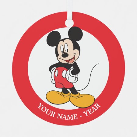 Modern Mickey | Side Hands On Hips Add Your Name Metal Ornament