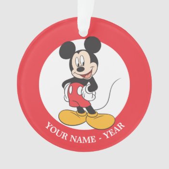 Modern Mickey | Side Hands On Hips Add Your Name Ornament by MickeyAndFriends at Zazzle