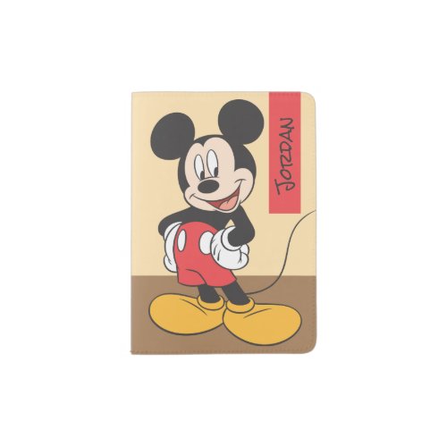 Modern Mickey  Side Hands on Hips _ Add Your Name Passport Holder