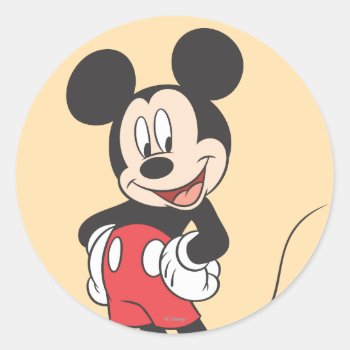 Modern Mickey | Side Hands On Hips Classic Round Sticker by MickeyAndFriends at Zazzle