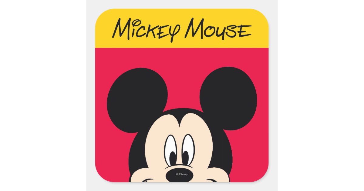 Modern Mickey Smiling Head Square Sticker Zazzle