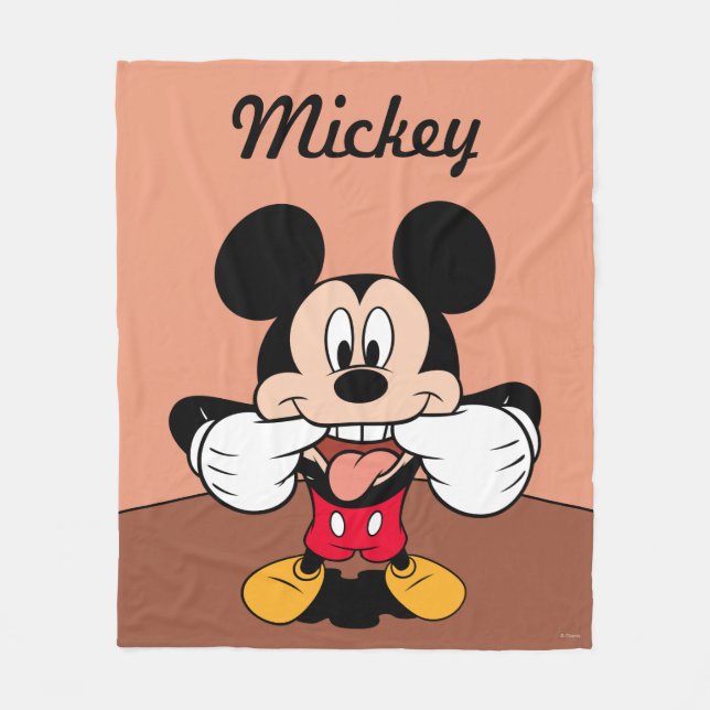 Modern Mickey | Sticking Out Tongue Fleece Blanket (Front)