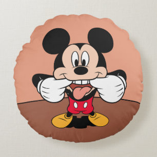 Modern Mickey Sticking Out Tongue Round Pillow