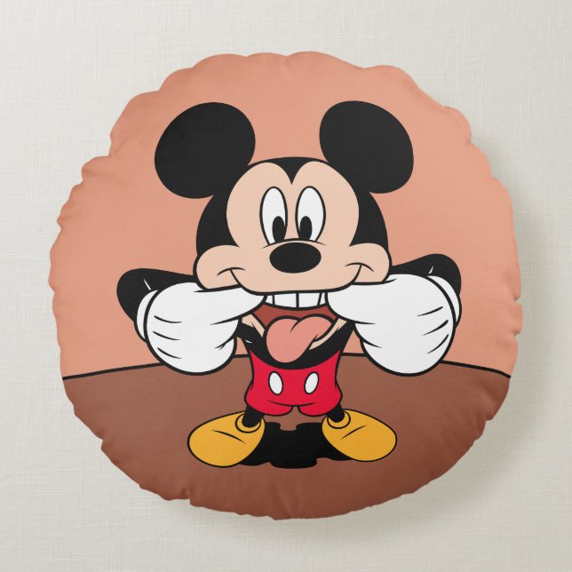 Modern Mickey | Sticking Out Tongue Round Pillow (Front)