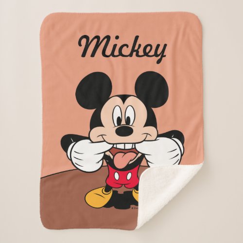 Modern Mickey  Sticking Out Tongue Sherpa Blanket