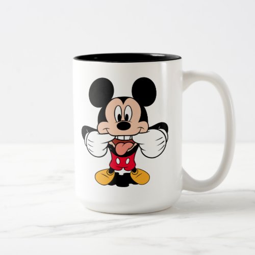 Modern Mickey  Sticking Out Tongue Two_Tone Coffee Mug