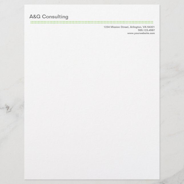 Modern micro dot apple green gray tech business letterhead (Front)