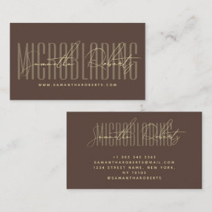 Modern microblading typography script brown business card