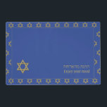 Modern Mid Blue | Enjoy Your Meal | STAR OF DAVID Placemat<br><div class="desc">Modern mid blue STAR OF DAVID Table Placemats, showing with faux gold Star of David in a tiled pattern. Near the bottom, there is a larger single Star of David, plus text that reads ENJOY YOUR MEAL in English and Hebrew text. These are CUSTOMIZABLE so you can PERSONALIZE with your...</div>