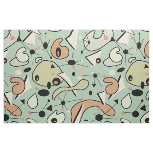 Modern Mid Century 1950s Atomic & Organic Shapes Fabric