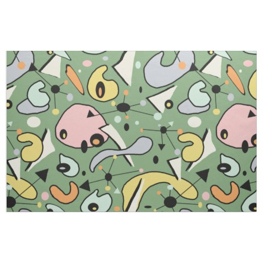 Modern Mid Century 1950s Atomic & Organic Shapes Fabric