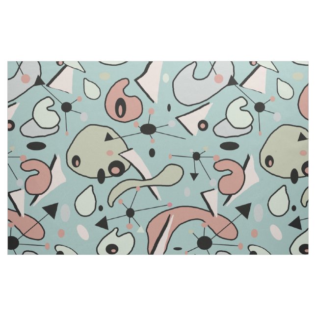 Modern Mid Century 1950s Atomic Organic Shapes Fabric (Fat Quarter)