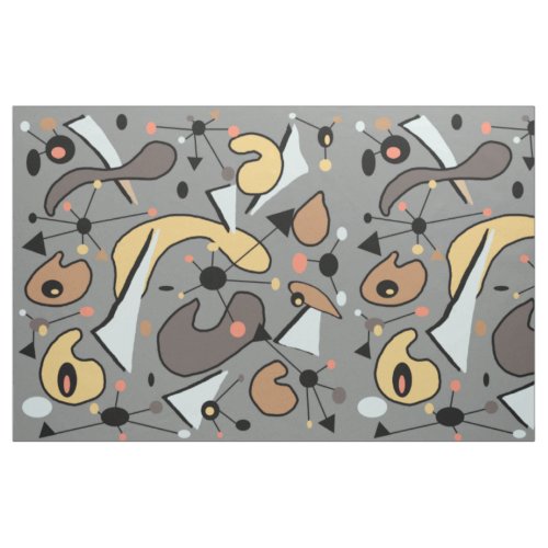 Modern Mid Century 1950s Atomic Organic Spheres Fabric