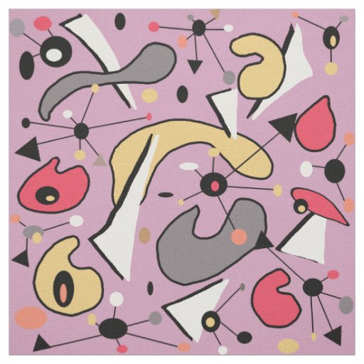 Modern Mid Century 1950s Atomic Organic Spheres Fabric