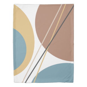 Modern Mid Century Abstract Blue Brown Duvet Cover