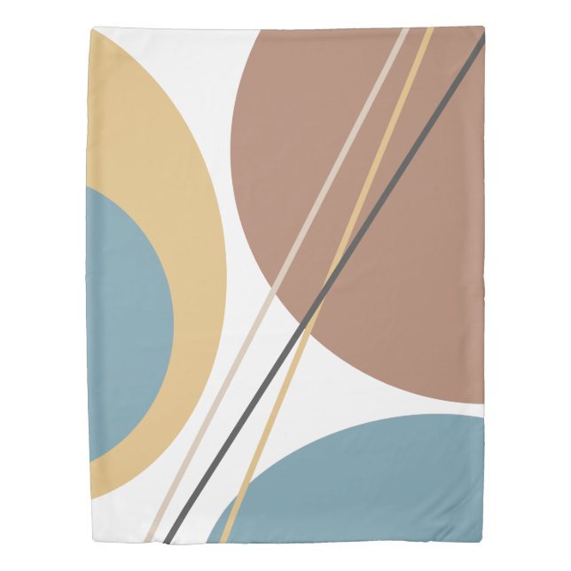 Modern Mid Century Abstract Blue Brown Duvet Cover (Front)