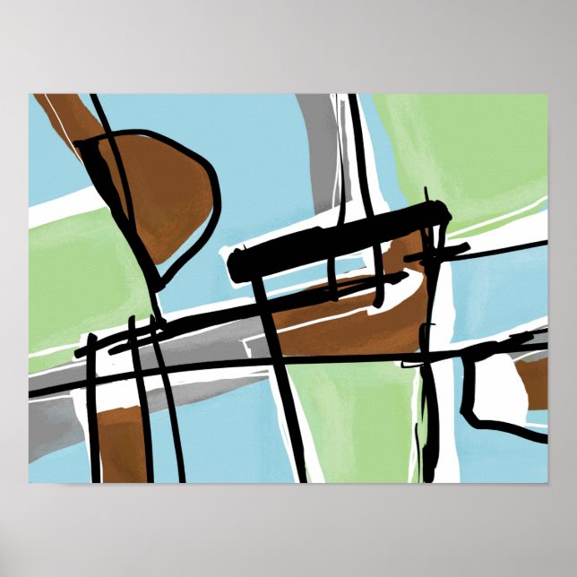 Modern Mid Century Abstract Colorful Painting Art  Poster (Front)