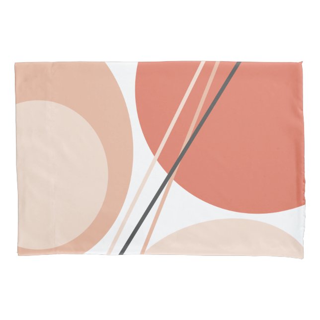 Modern Mid Century Abstract Geo Pastel Terracotta Pillow Case (Front-Left)
