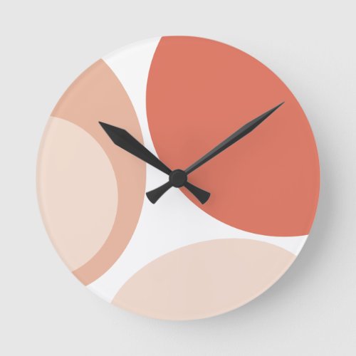 Modern Mid Century Abstract Geo Pastel Terracotta  Round Clock