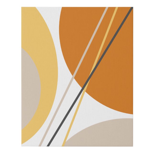 Modern Mid Century Abstract Mustard Rust Brown Faux Canvas Print (Front)