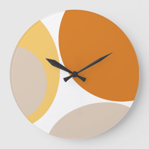 Modern Mid Century Abstract Mustard Rust Brown Large Clock