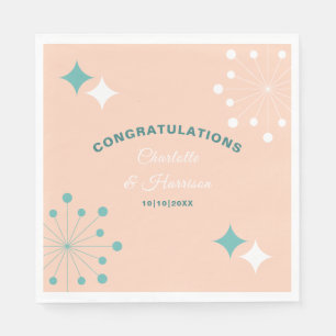 Modern Mid Century Atomic Starburst Wedding Napkins